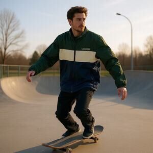 Vans Green Windbreaker Jacket | Men’s S| “Off The Wall” Zip-Up Lightweight Nylon